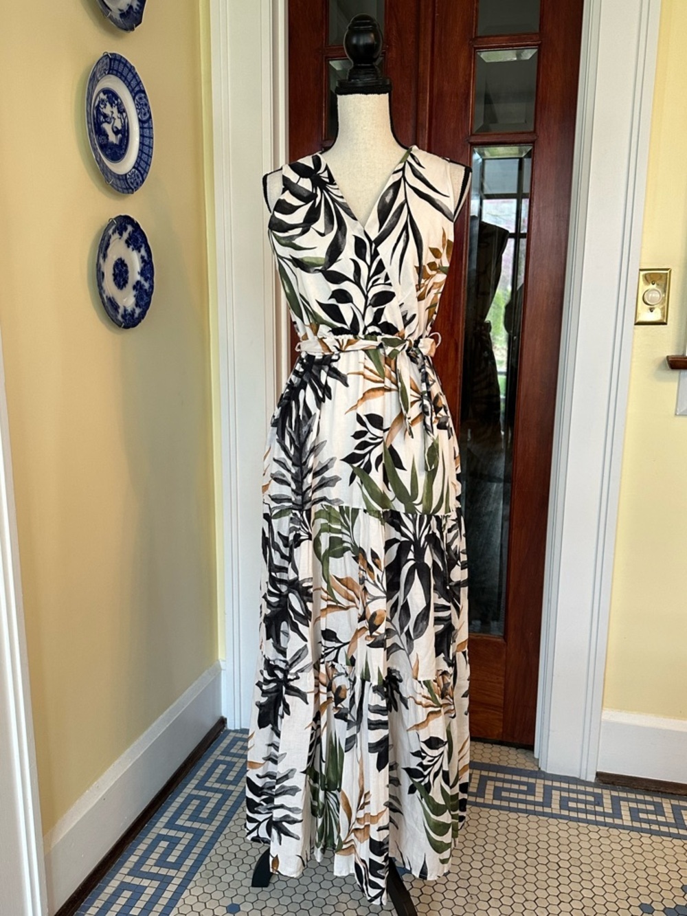 Civico 51 | Tropical Tiered Belted Maxi Dress - Made in Italy, Sz XL, NWT - Picture 2 of 16
